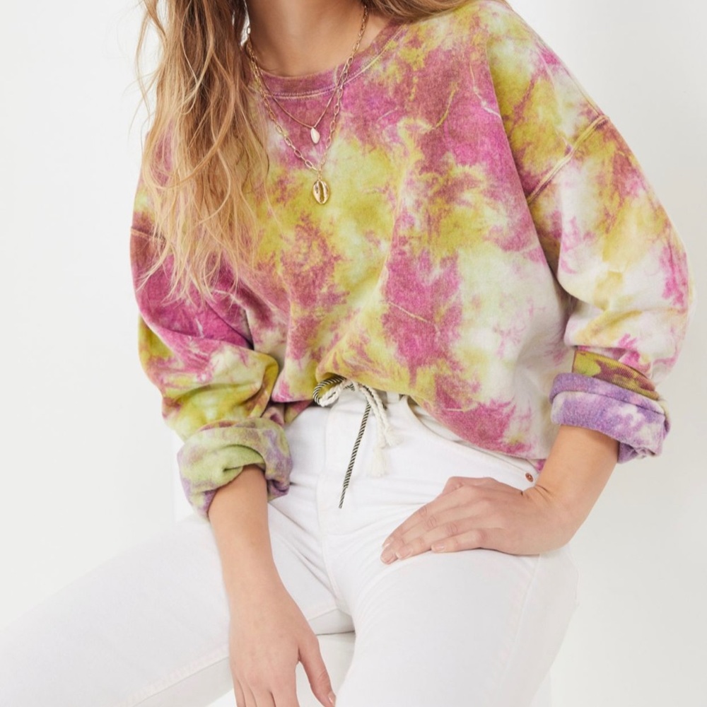 Urban Outfitters Urban Renewal Recycled Tie Dye Crew Neck Sweatshirt